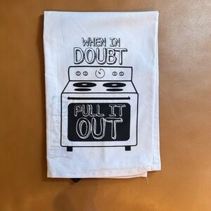 White Kitchen Towel with Oven Print